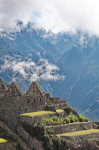 Machu Picchu ruins in the Andes mountains.